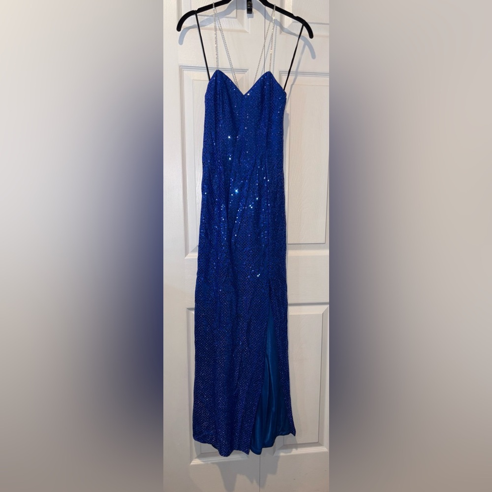 VINTAGE ⭐️Elegant Blue Sequin Prom Dress